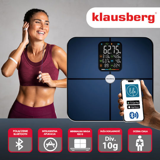 Klausberg Smart Cantar cu Bluetooth in culoare Albastru marin KB-7940