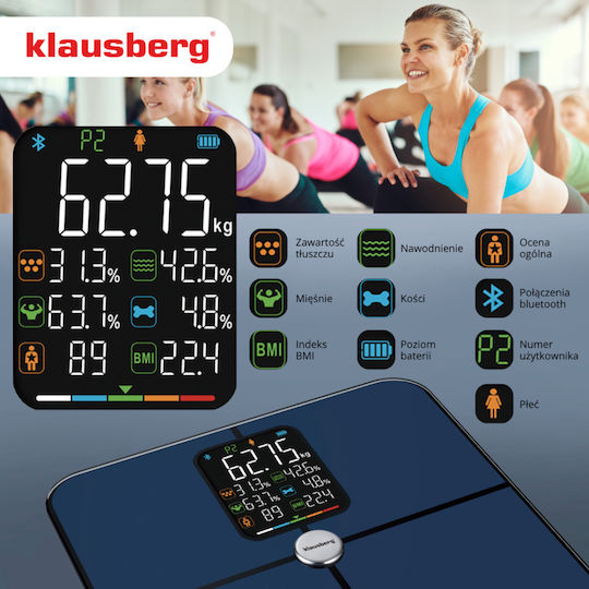 Klausberg Smart Cantar cu Bluetooth in culoare Albastru marin KB-7940