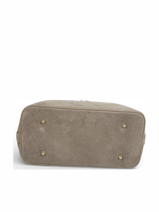 Leather Women's Tote Bag Suede Taupe