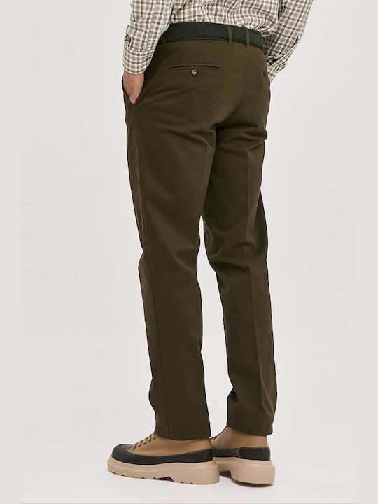 Pantaloni Bărbați Chino Elastic Regular Fit Kaki
