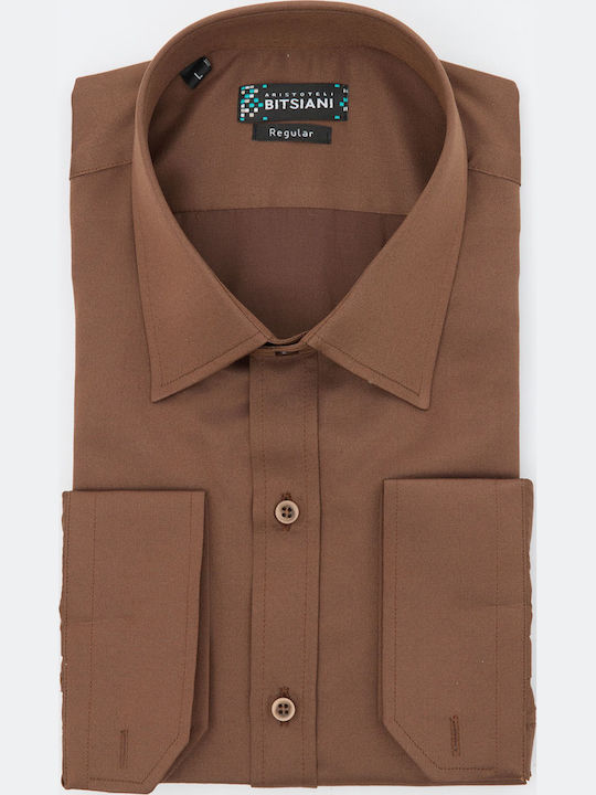 Long-sleeved Cotton Shirt Brown