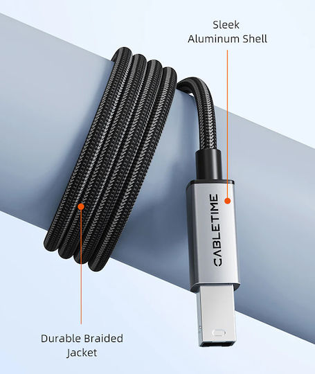 Cabletime Braided USB 2.0 Cable USB-C male - USB-C Black 1m (CT-CMBM1-AG1)