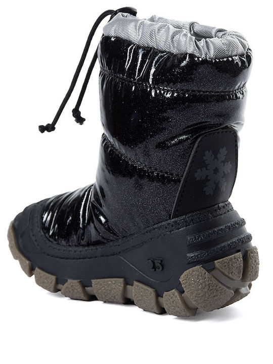 Happy Jr Kids Snow Boots with Zipper Black