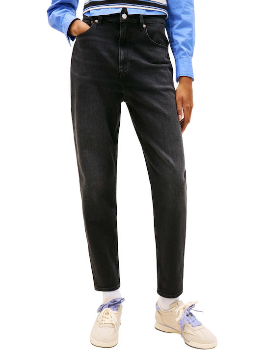 High Waist Women's Jean Trousers in Mom Fit Black