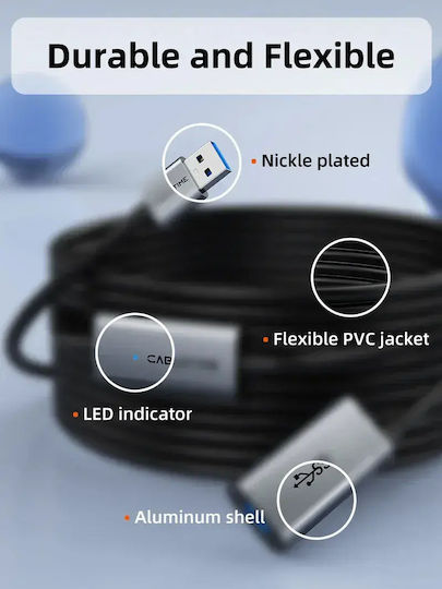 Cabletime USB 3.0 Кабел USB-A мъжки - Черен 5м CT-AMAFA3-AG5