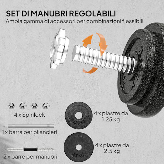 Sportnow Αλτήρες Σετ με Μπάρα Συνολικού Βάρους 20kg