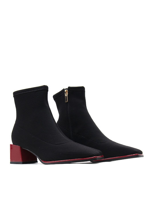 Ghete Dama Ankle Boots cu Toc Mediu Negre