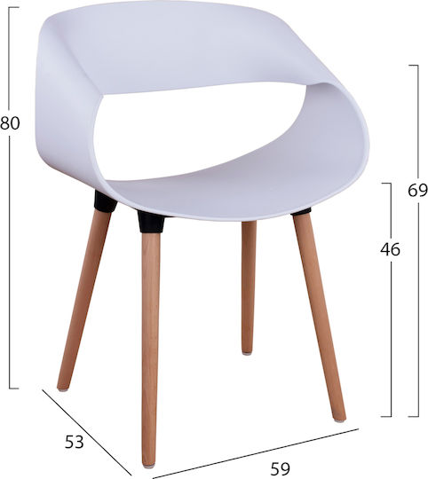 Πολυθρόνα Τραπεζαρίας Maggie 59x53x80εκ. Λευκή Πολυθρόνα Τραπεζαρίας Maggie 59x53x80εκ. Λευκή