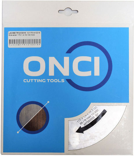 Disc De Tăiere Circular Monometal Dinți Triunghiulari Unghi Pozitiv De Avans 175x1.4x16 Z100 Nv0