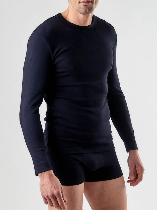Men's Undershirt Long-sleeved in Navy Blue Color