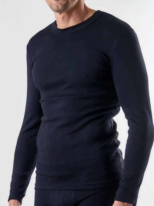 Men's Undershirt Long-sleeved in Navy Blue Color