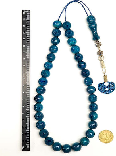 Roloi Komboloi Mastic Worry Beads with 33 Beads Turquoise 40cm