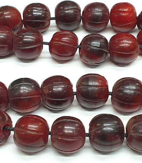 Roloi Komboloi Graven Horn Worry Beads with 29 Beads Burgundy 34cm
