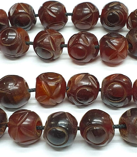 Roloi Komboloi Graven Horn Worry Beads with 27 Beads Brown 30cm