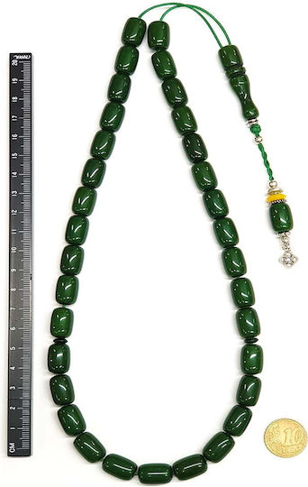 Roloi Komboloi Resin Worry Beads with 33 Beads Green 44cm