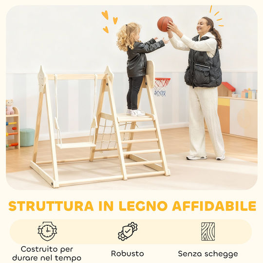 Triunghi De Cățărare Cu Coș De Baschet Și Leagăn Multicolor Pentru 3+ Ani