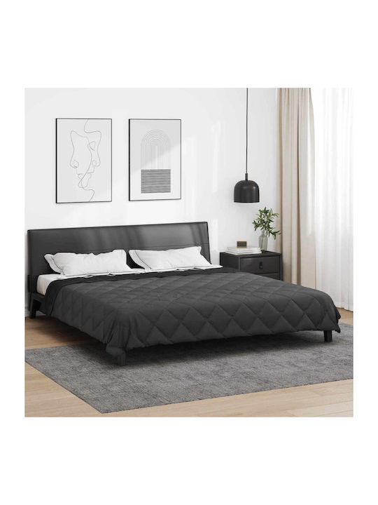 vidaXL Pătură Supraînălțată 220x200cm Neagră, Antracit