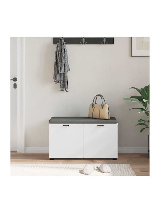 Mobilier de Intrare cu Bancă Alb 80x38x46cm