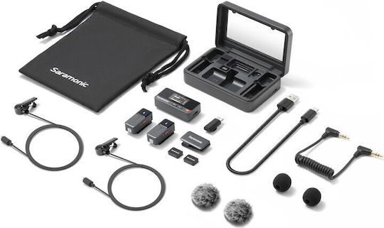 Saramonic Air-02 Set Wireless Microphone Πέτου, Clip On Journalistic in Gray Color