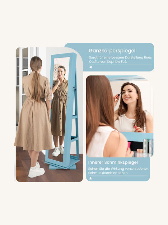 Costway Floor Mirror with Blue Wooden Frame 161x39cm