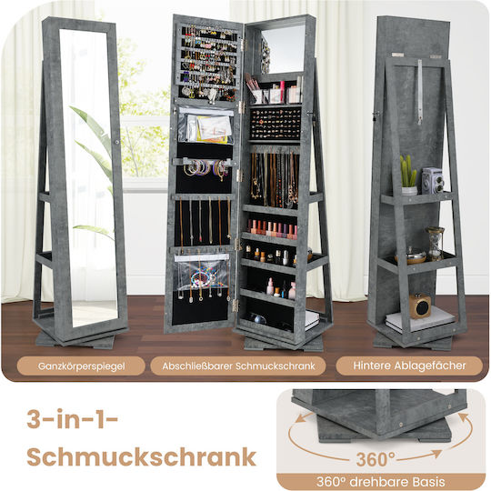Costway Boden- oder Standspiegel mit Grauem Holzrahmen