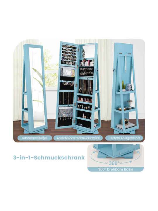 Costway Floor Mirror with Blue Wooden Frame 161x39cm