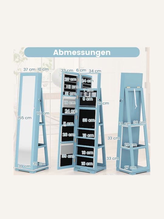 Costway Floor Mirror with Blue Wooden Frame 161x39cm