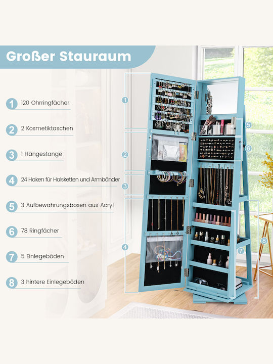 Costway Floor Mirror with Blue Wooden Frame 161x39cm
