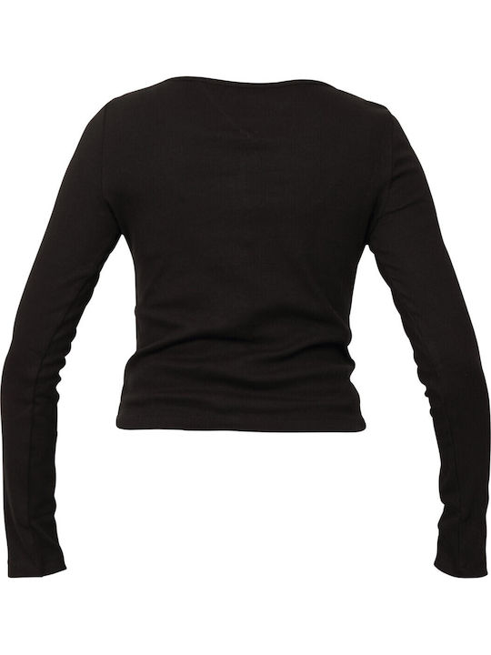 Kurze Gestrickte Damen Strickjacke in Schwarz Farbe