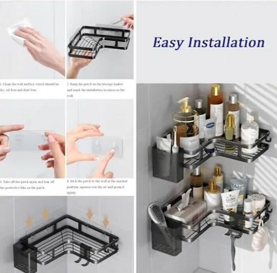 Corner Wall Mounted Bathroom Shelf Metallic