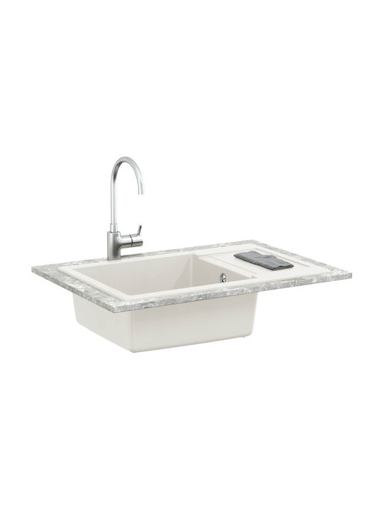 vidaXL Drop-In Spüle aus Verbundgranulat B78xT50cm Weiß