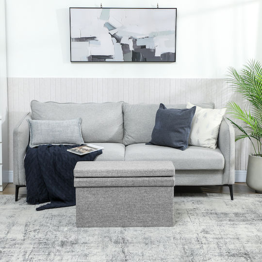 Collapsible Living Room Stool with Backrest and Storage Space Gray