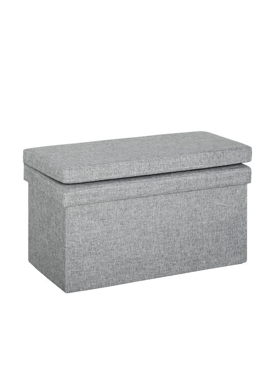 Collapsible Living Room Stool with Backrest and Storage Space Gray