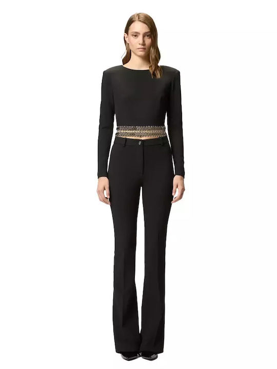 Yanira Women's Crop Top Long Sleeve Black