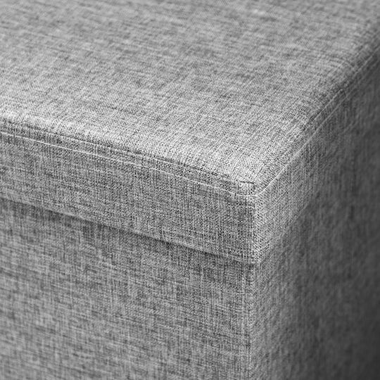 Collapsible Living Room Stool with Backrest and Storage Space Gray