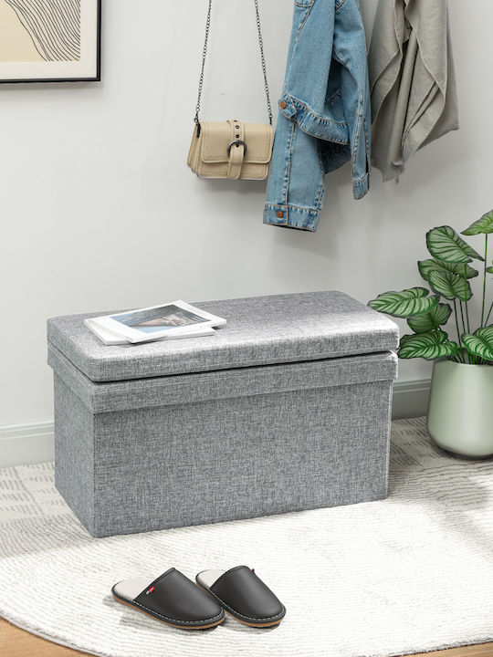 Collapsible Living Room Stool with Backrest and Storage Space Gray