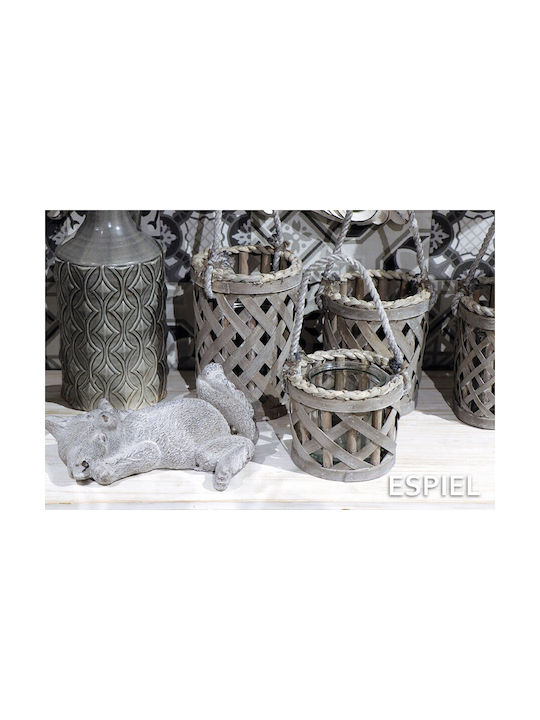 Espiel Φαναράκι Ξύλινο Επιτραπέζιο Γκρι 14x14x12εκ.