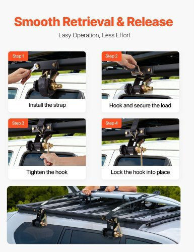 Vevor Car Luggage Strap with Ratchet Black 3.8x3.8cm 8pcs
