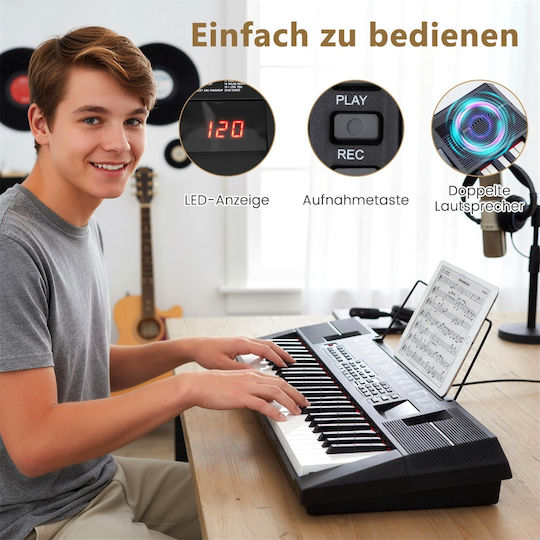 Costway Keyboard MU10131DE-DK with 54 Keys with Headphones Black
