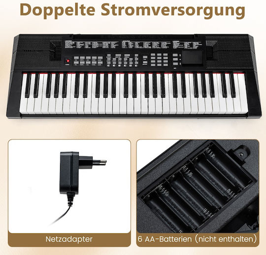 Costway Keyboard MU10131DE-DK with 54 Keys with Headphones Black