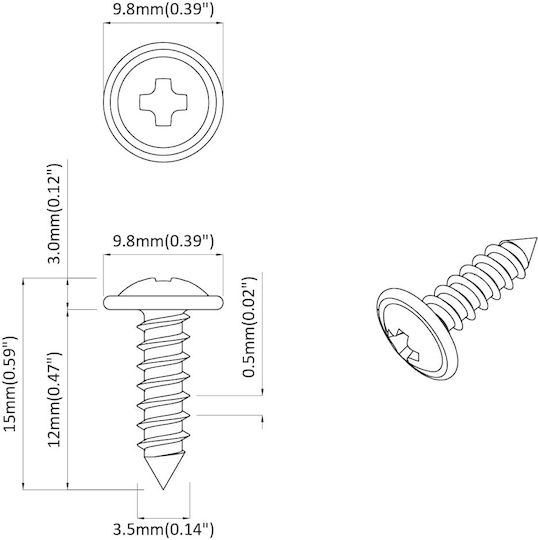 vidaXL Screw with Diameter M3.5 and Length 12mm 16364pcs