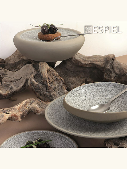 Espiel Corsica Πιάτο Ρηχό Κεραμικό Γκρι με Διάμετρο 29.2cm 4τμχ
