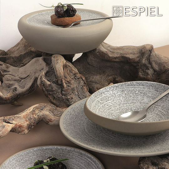 Espiel Corsica Πιάτο Ρηχό Κεραμικό Γκρι με Διάμετρο 26.3cm 4τμχ