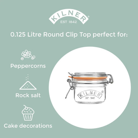 KIlner Allgemeine Verwendung Glasvase mit Luftdichtem Deckel Transparent 125ml