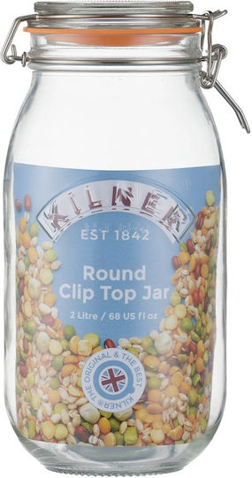KIlner Βάζο Ζυμαρικών με Αεροστεγές Καπάκι Γυάλινο Διάφανο 2000ml