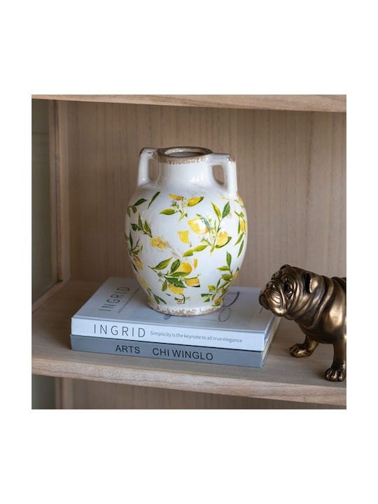 Artekko Lemon White Ceramic Vase Lemons 22x17x17 Cm