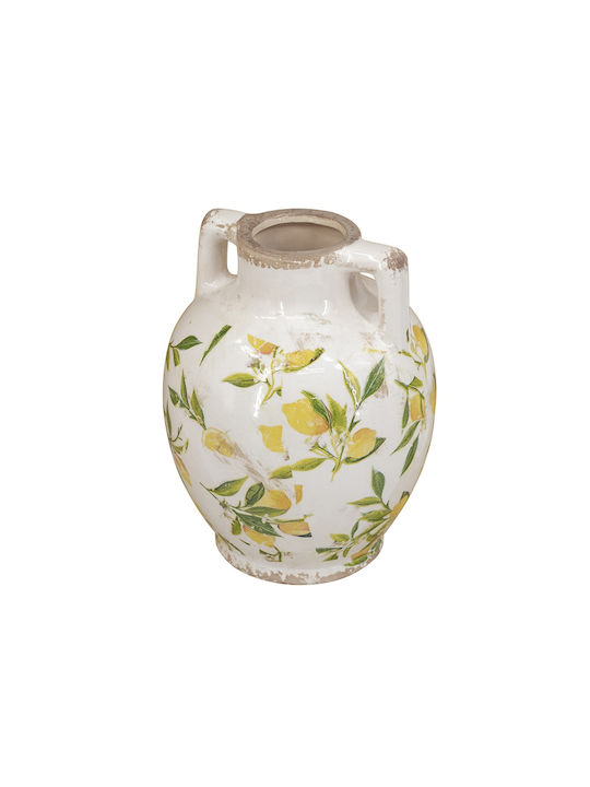 Artekko Lemon White Ceramic Vase Lemons 22x17x17 Cm