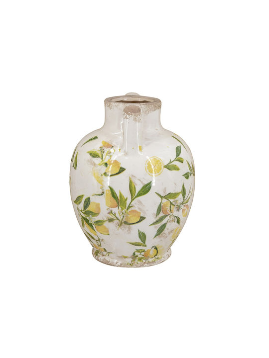 Artekko Lemon White Ceramic Vase Lemons 22x17x17 Cm