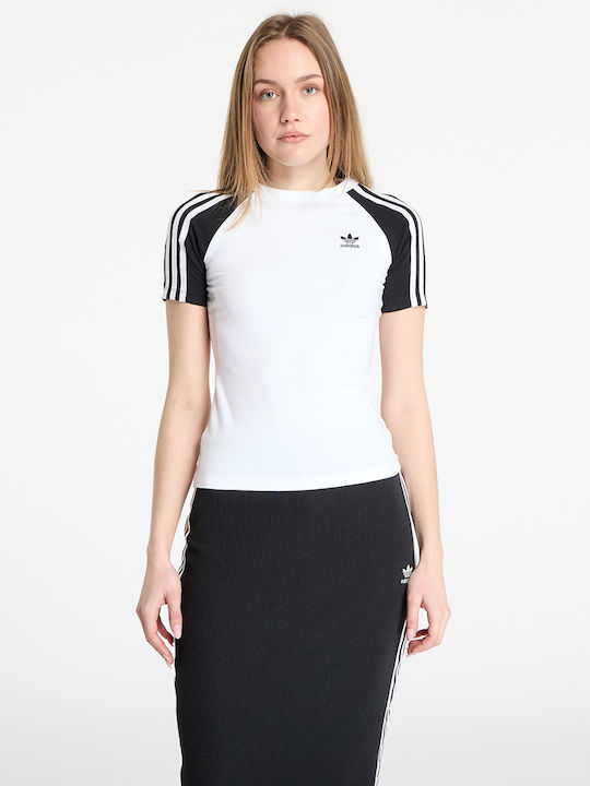 Adicolor 3-Stripes Дамска Спортна T-shirt На Райета Бял/Черен