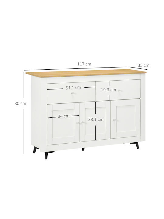 De podea Vitrină de living cu Sticlă Alb 117x35x80cm